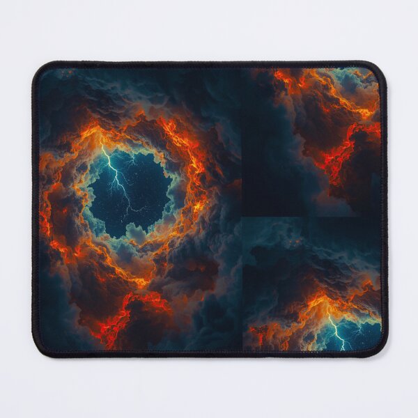 Item preview, Fiery Storm Vortex with Lightning Portal to the Stars – Cinematic Vertical Fantasy Artwork designed and sold by PixelVibe782.