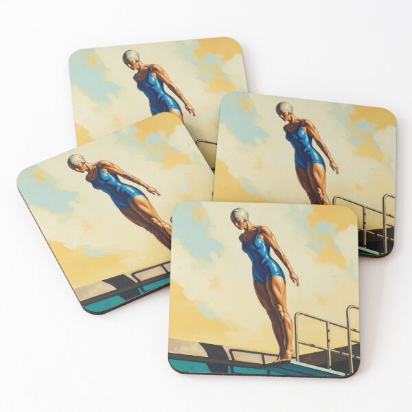 Item preview, LA PLONGEUSE D'AZUR (The Azure Diver) - Original Art Deco Artwork designed and sold by elektronen.