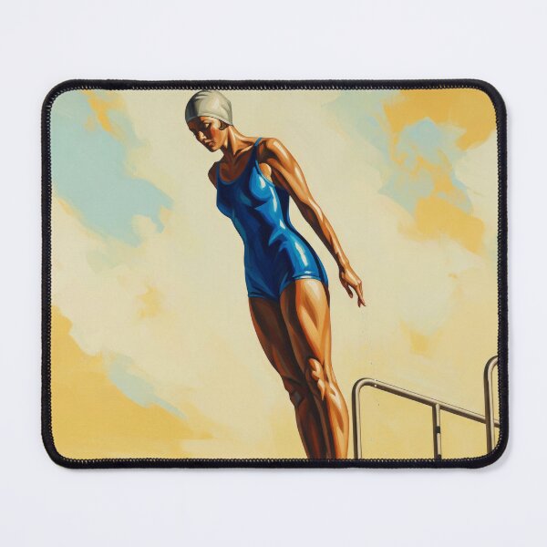 Item preview, LA PLONGEUSE D'AZUR (The Azure Diver) - Original Art Deco Artwork designed and sold by elektronen.
