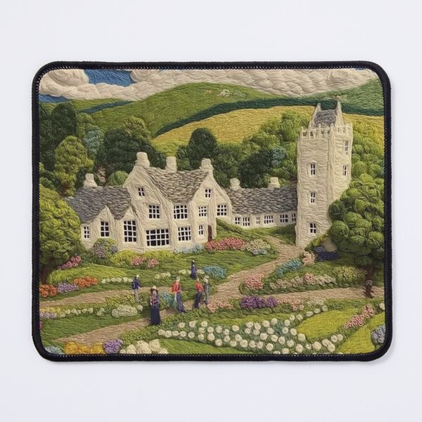 Item preview, Countryside Embroidery Landscape – Cottage Garden Scene designed and sold by lemooon juice.
