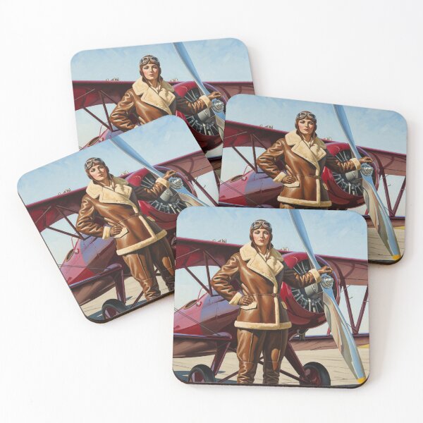 Item preview, L'AVIATRICE (The Aviatrix) - Original Art Deco Artwork designed and sold by elektronen.