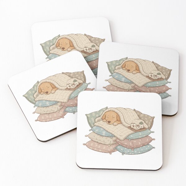 Item preview, Golden Retriever Sleeping Pillow Stack Cozy Art designed and sold by DESIGNPP.