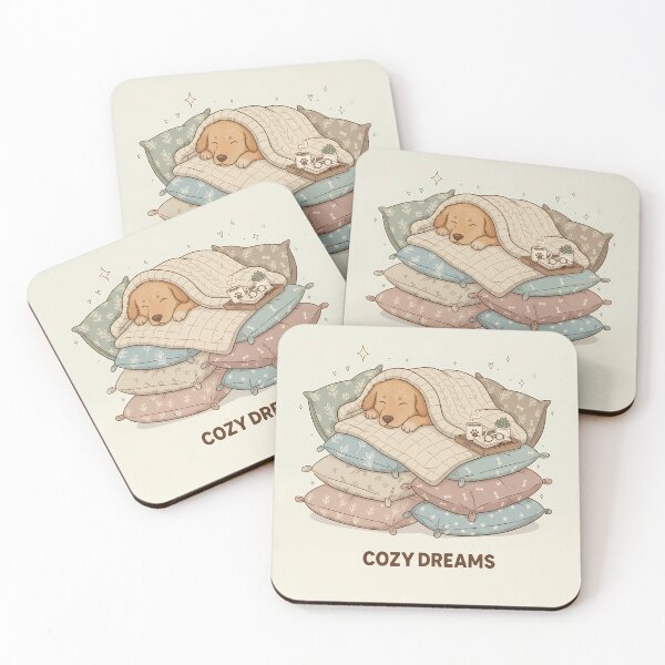 Item preview, Cozy Dreams Golden Retriever Pillow Stack Art designed and sold by DESIGNPP.