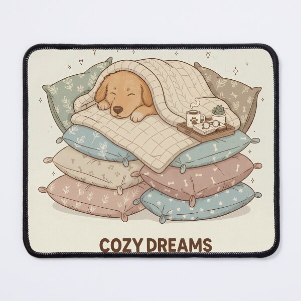 Item preview, Cozy Dreams Golden Retriever Pillow Stack Art designed and sold by DESIGNPP.
