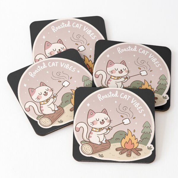 Item preview, ute Cartoon Cat Roasting Marshmallow – “Roasted Cat Vibes” Whimsical  Design designed and sold by VividOrganica.