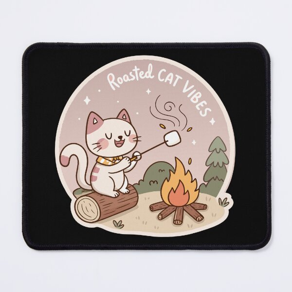 Item preview, ute Cartoon Cat Roasting Marshmallow – “Roasted Cat Vibes” Whimsical Design designed and sold by VividOrganica.