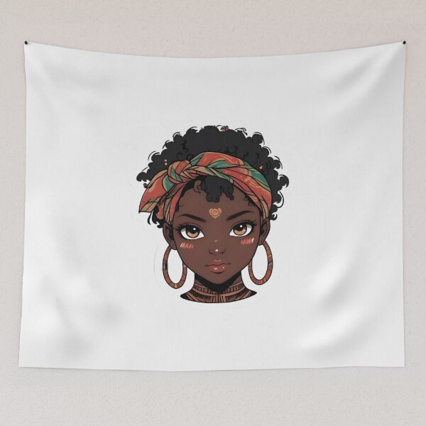 Item preview, African Girl in Traditional Headscarf – Cultural Art Illustration designed and sold by OsasChild.