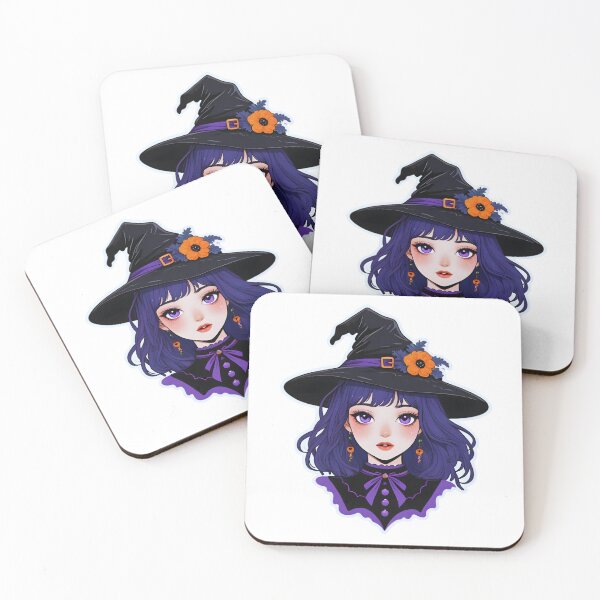 Item preview, Anime Witch in Purple – Magical Kawaii Halloween Art designed and sold by OsasChild.
