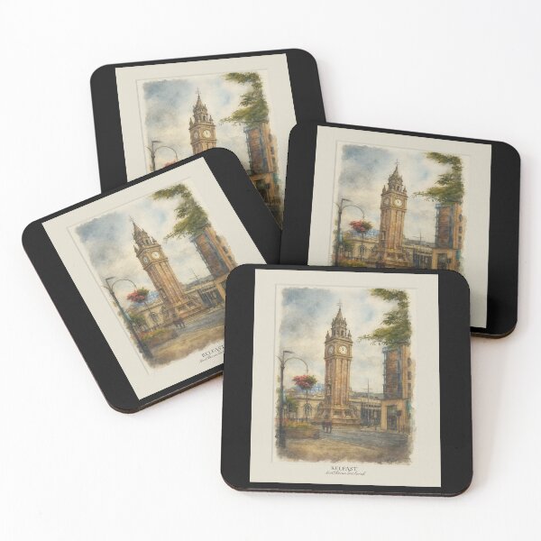 Item preview, watercolor with a view Belfast, clock tower, Northern Ireland designed and sold by miro-bob-design.