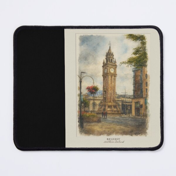Item preview, watercolor with a view Belfast, clock tower, Northern Ireland designed and sold by miro-bob-design.