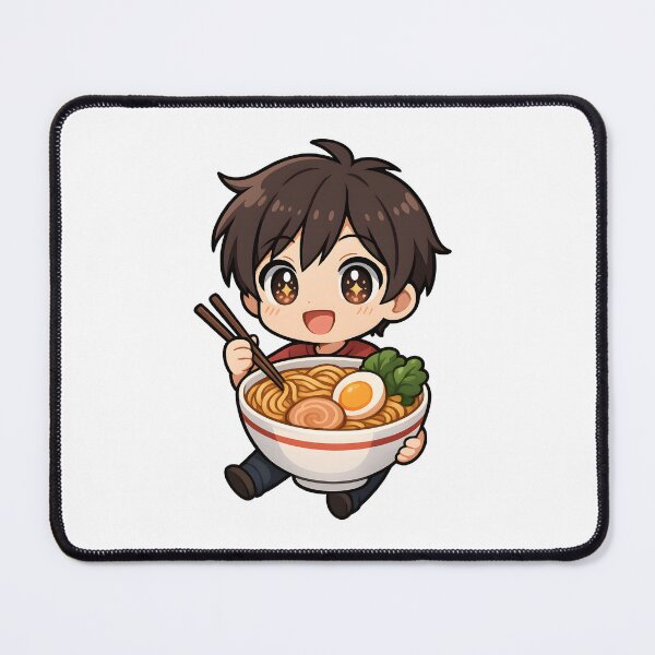 Item preview, Kawaii Boy Eating Ramen – Cute Anime Food Illustration designed and sold by OsasChild.