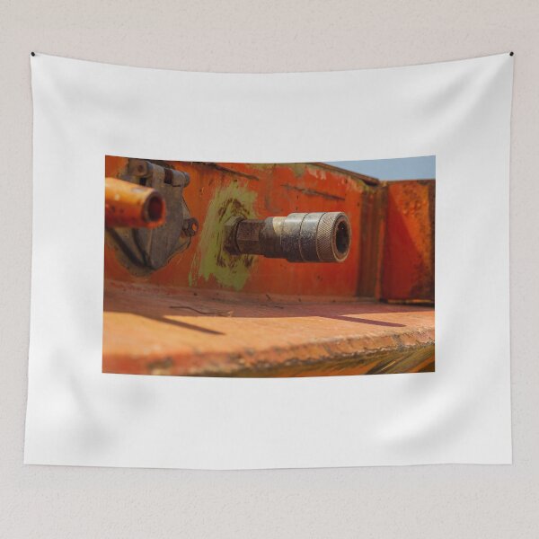Item preview, Close-Up View of Rusty Machinery with Metal Pipe and Orange Surface designed and sold by Nmallia.