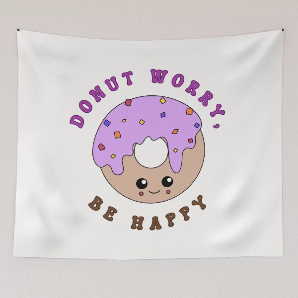 Item preview, Cute Donut Pun – Donut Worry Be Happy Funny Kawaii T-Shirt designed and sold by Dokak Shop.