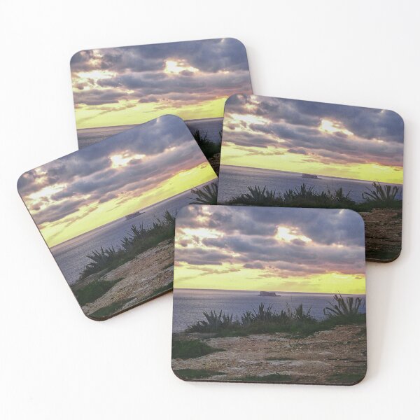 Item preview, Dramatic Seaside Sunset With Island and Cloudy Sky Over Calm Ocean designed and sold by Nmallia.