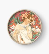 HD. Sylvanis Essence, by Alphonse Mucha HIGH DEFINITION (original colors) Clock