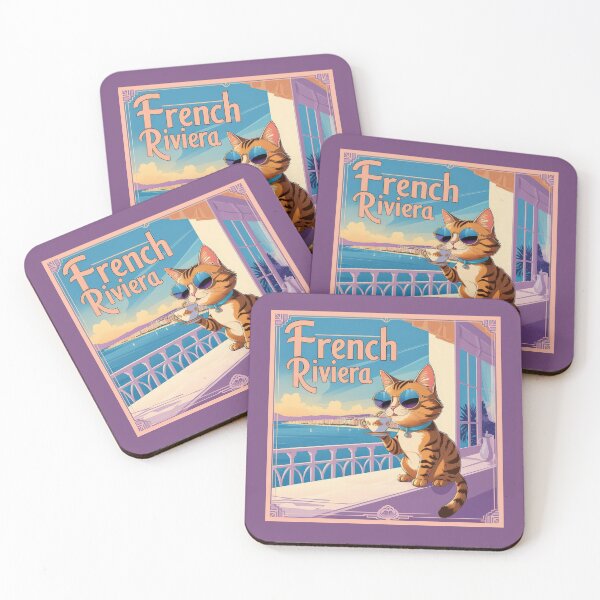 Item preview, sunglasses cat and caffee, vintage vacation atmosphere, french riviera,  designed and sold by miro-bob-design.