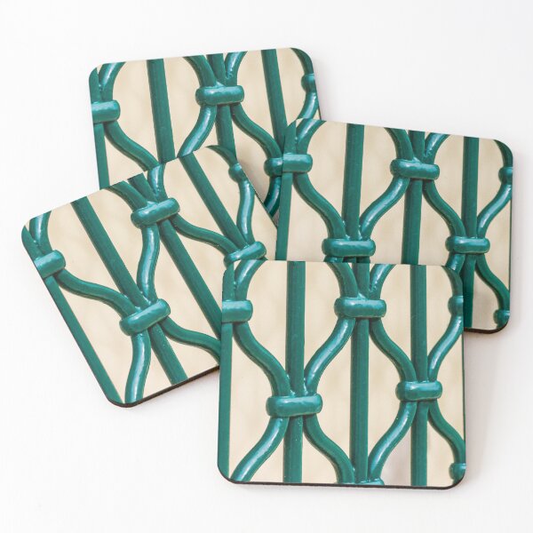 Item preview, Close-Up View of a Decorative Green Metal Security Fence Patterned Design designed and sold by Nmallia.