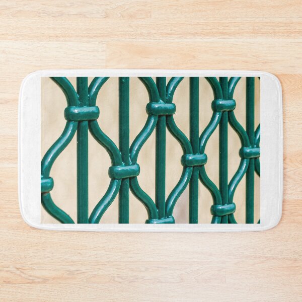 Item preview, Close-Up View of a Decorative Green Metal Security Fence Patterned Design designed and sold by Nmallia.