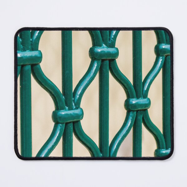 Item preview, Close-Up View of a Decorative Green Metal Security Fence Patterned Design designed and sold by Nmallia.