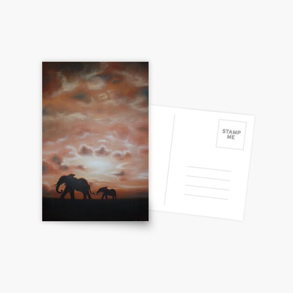 Elephant Silhouette Postcard