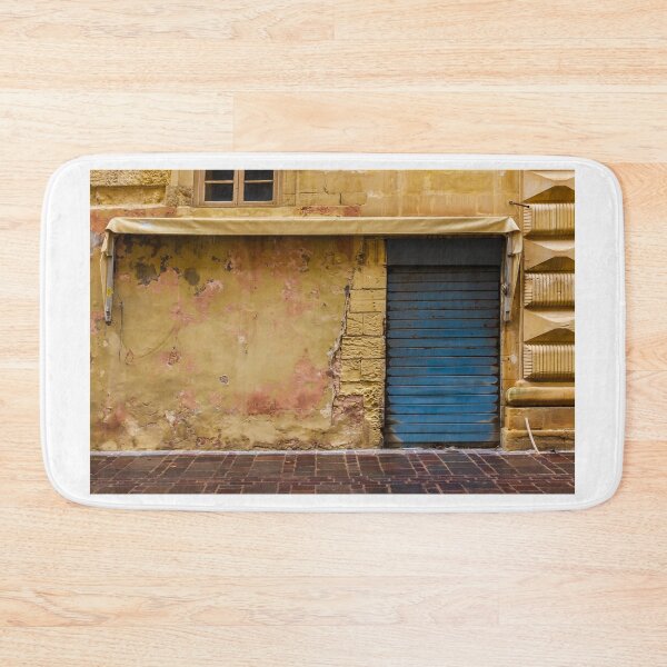 Item preview, Old Weathered Yellow Wall with Blue Shuttered Door and Rustic Texture designed and sold by Nmallia.