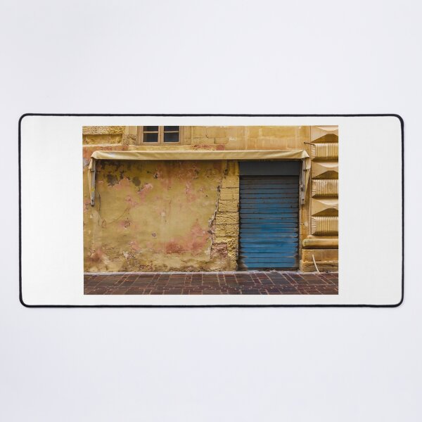 Item preview, Old Weathered Yellow Wall with Blue Shuttered Door and Rustic Texture designed and sold by Nmallia.