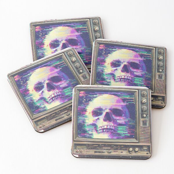 Item preview, Glitch Skull on Retro TV – Vaporwave Surreal Art designed and sold by Melody Splash.