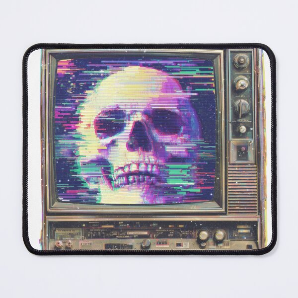Item preview, Glitch Skull on Retro TV – Vaporwave Surreal Art designed and sold by Melody Splash.