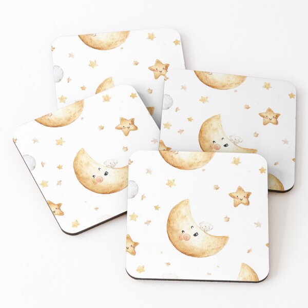 Item preview, Kawaii Moon and Stars – Cute Watercolor Night Sky Pattern designed and sold by No Flaws Stickers.