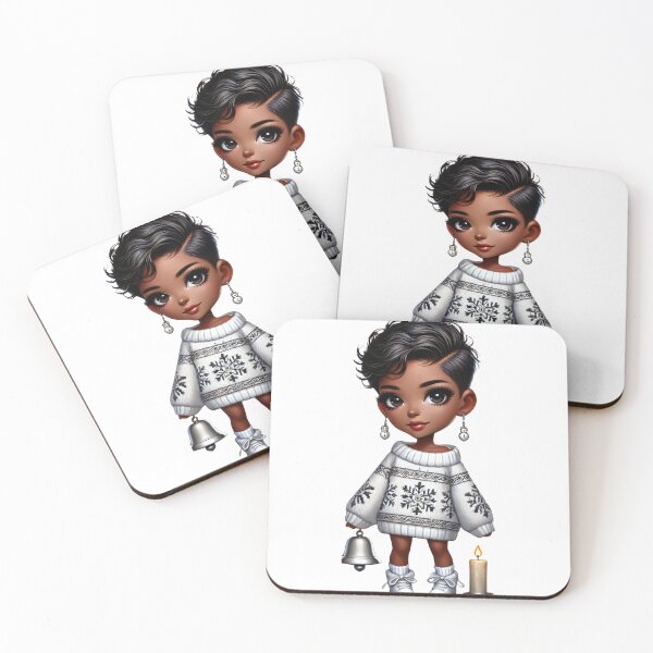 Item preview, Afro Christmas Girl with Bell and Candle designed and sold by Lulunza.