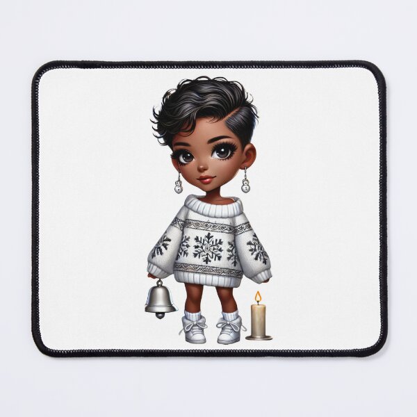 Item preview, Afro Christmas Girl with Bell and Candle designed and sold by Lulunza.
