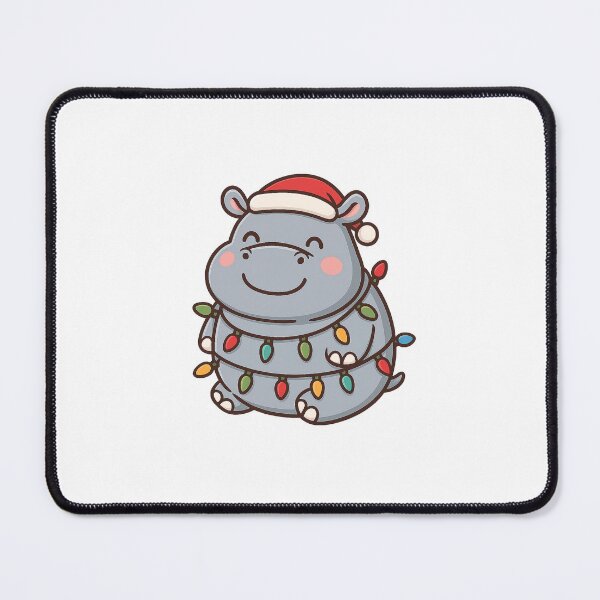 Item preview, Chubby Kawaii Christmas Hippo with Lights – Cute Holiday Cartoon Animal Design designed and sold by ThaiArtShop.