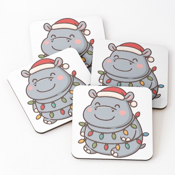 Item preview, Chubby Kawaii Christmas Hippo with Lights – Cute Holiday Cartoon Animal Design designed and sold by ThaiArtShop.