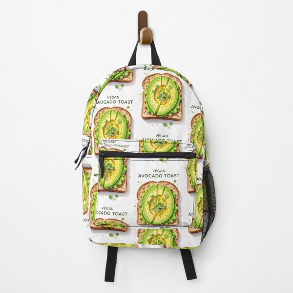 Item preview, Vegan avocado toast decorated with microgreens on whole grain bread served in a bright and colorful design designed and sold by SpaceartLilu.