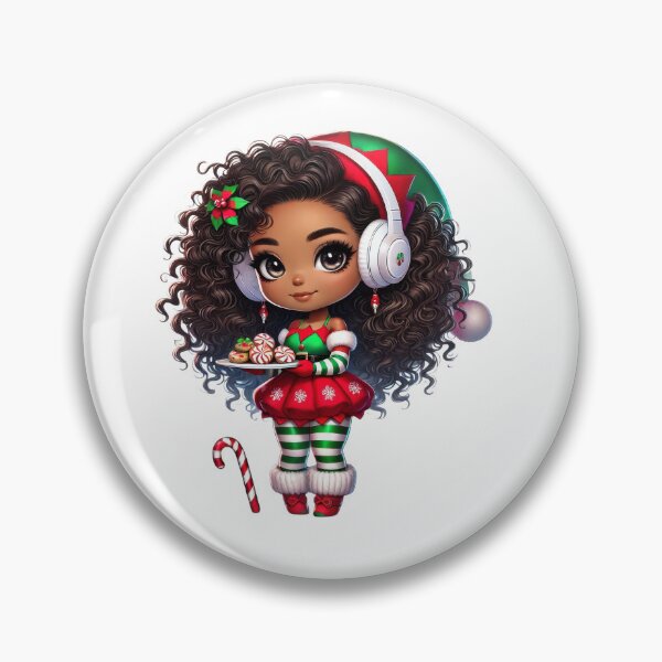 Item preview, Afro Christmas Girl with Candy Cane and Treats designed and sold by Lulunza.