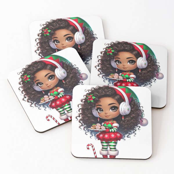 Item preview, Afro Christmas Girl with Candy Cane and Treats designed and sold by Lulunza.