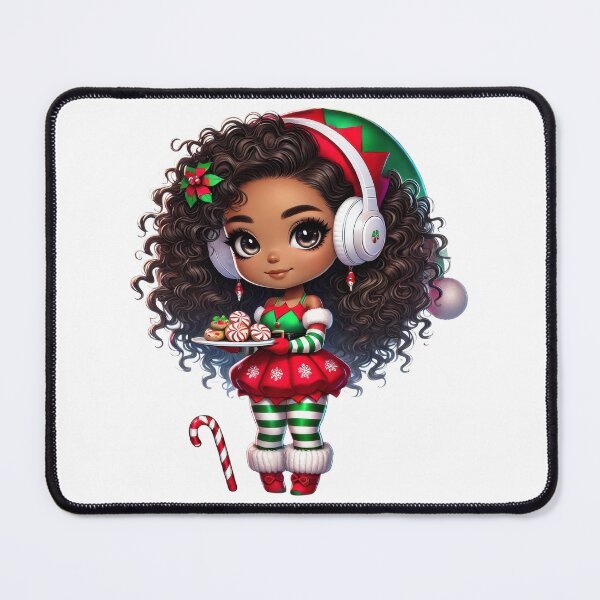Item preview, Afro Christmas Girl with Candy Cane and Treats designed and sold by Lulunza.