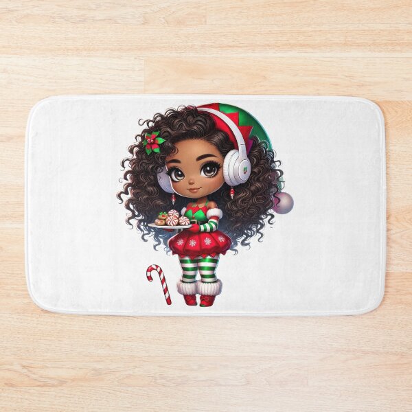 Item preview, Afro Christmas Girl with Candy Cane and Treats designed and sold by Lulunza.