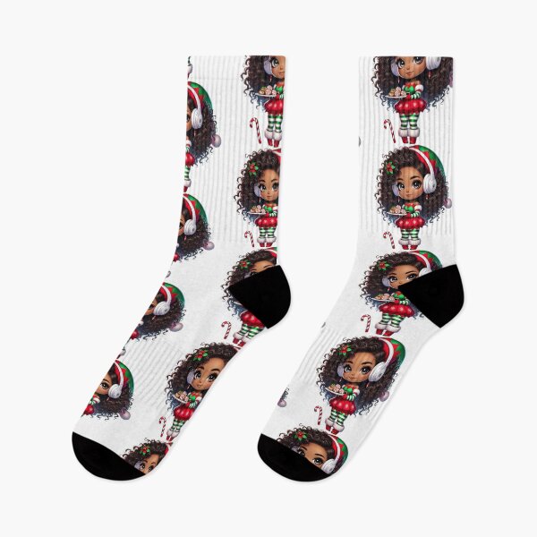 Item preview, Afro Christmas Girl with Candy Cane and Treats designed and sold by Lulunza.