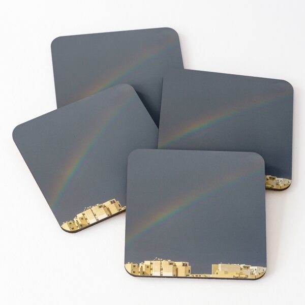Item preview, Rainbow Arching Over Urban Settlement Against Dark Sky designed and sold by Nmallia.
