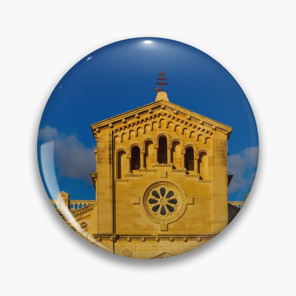 Item preview, Historic Church Facade under a Vibrant Blue Sky with Architectural Detail designed and sold by Nmallia.