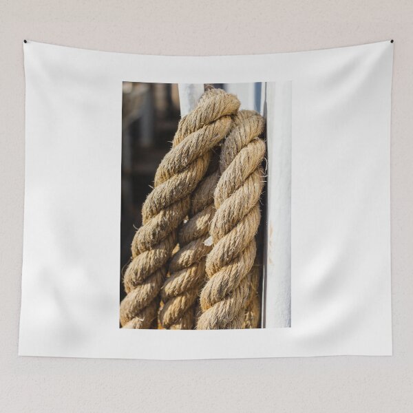 Item preview, Close-Up View of Thick Fiber Rope on a Metal Pole Outdoors designed and sold by Nmallia.