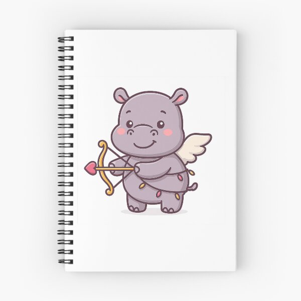 Item preview, Kawaii Hippo Cupid with Wings and Bow – Cute Valentine’s Day Cartoon Animal designed and sold by ThaiArtShop.