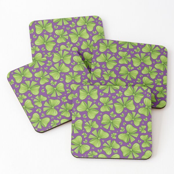 Item preview, Pattern of green bows on a light purple background designed and sold by Cherevan.