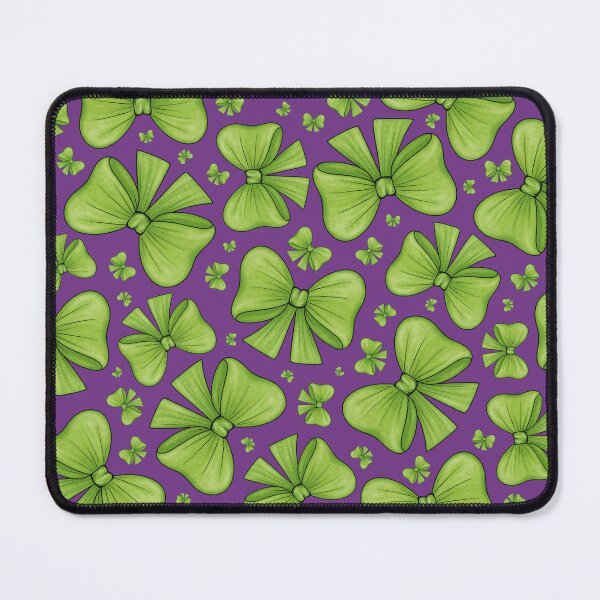 Item preview, Pattern of green bows on a light purple background designed and sold by Cherevan.
