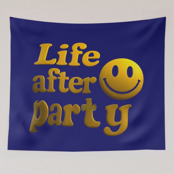 Item preview, Life After Party Smiley Face T-Shirt – Fun Yellow Graphic Design designed and sold by WovennDesigns.