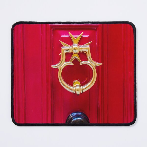 Item preview, Elegant Golden Door Knocker on a Vibrant Red Wooden Door designed and sold by Nmallia.
