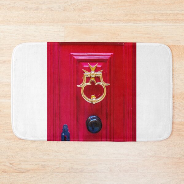 Item preview, Elegant Golden Door Knocker on a Vibrant Red Wooden Door designed and sold by Nmallia.