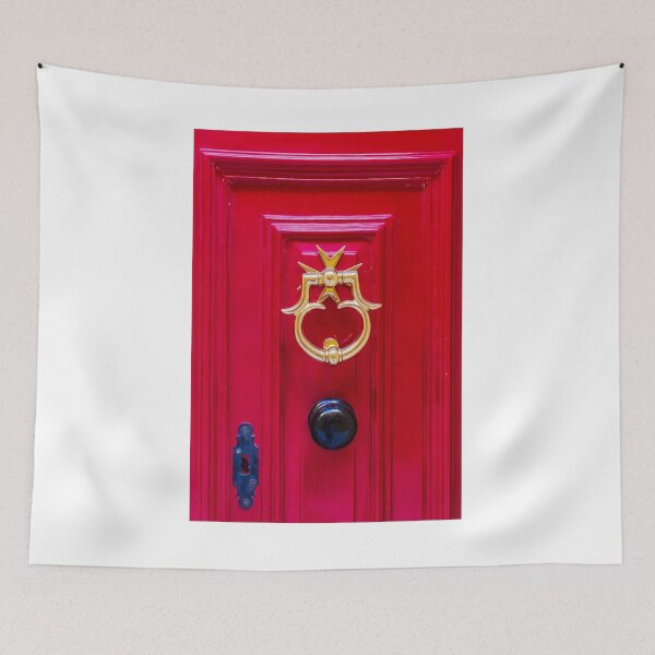 Item preview, Elegant Golden Door Knocker on a Vibrant Red Wooden Door designed and sold by Nmallia.