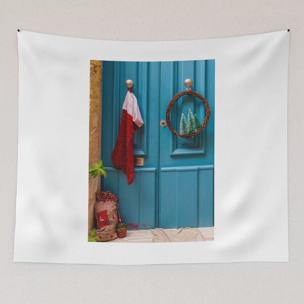 Item preview, Festive Christmas Door with Stocking and Holiday Wreath designed and sold by Nmallia.